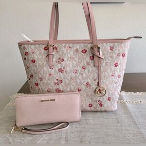 MICHAEL KORS Floral Tote Shoulder Bag New w Tags & Matching Wallet & Dust Bag 🌸